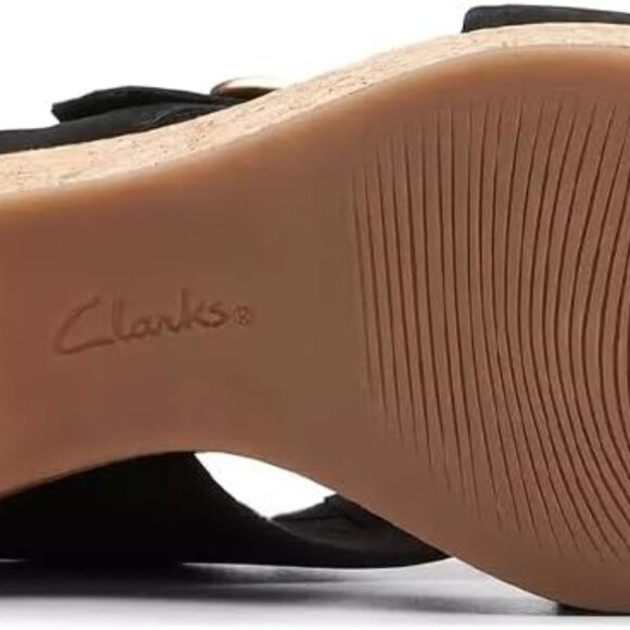 Women's Wedge Sandal Leather Black 3-Inch Comfort Slip-On for Casual Wear - Picture 4 of 4